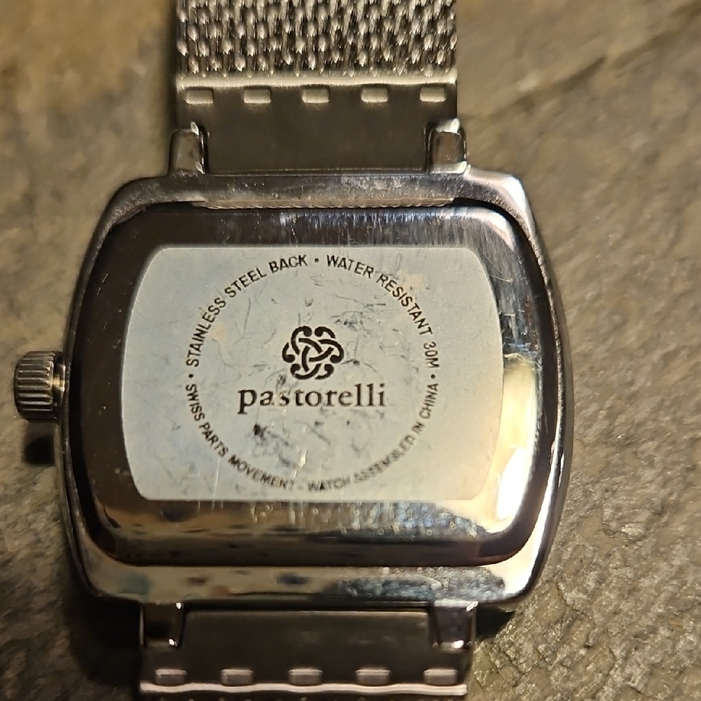 Pastorelli Pink Dial Stainless Rectangular Watch … - image 2